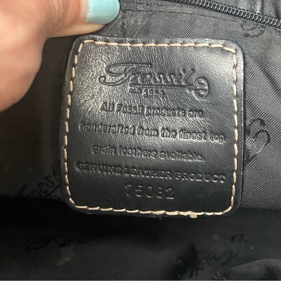 Vintage Fossil Black Leather Top Handles & Crossbody/Shoulder Purse Bag - Picture 10 of 16